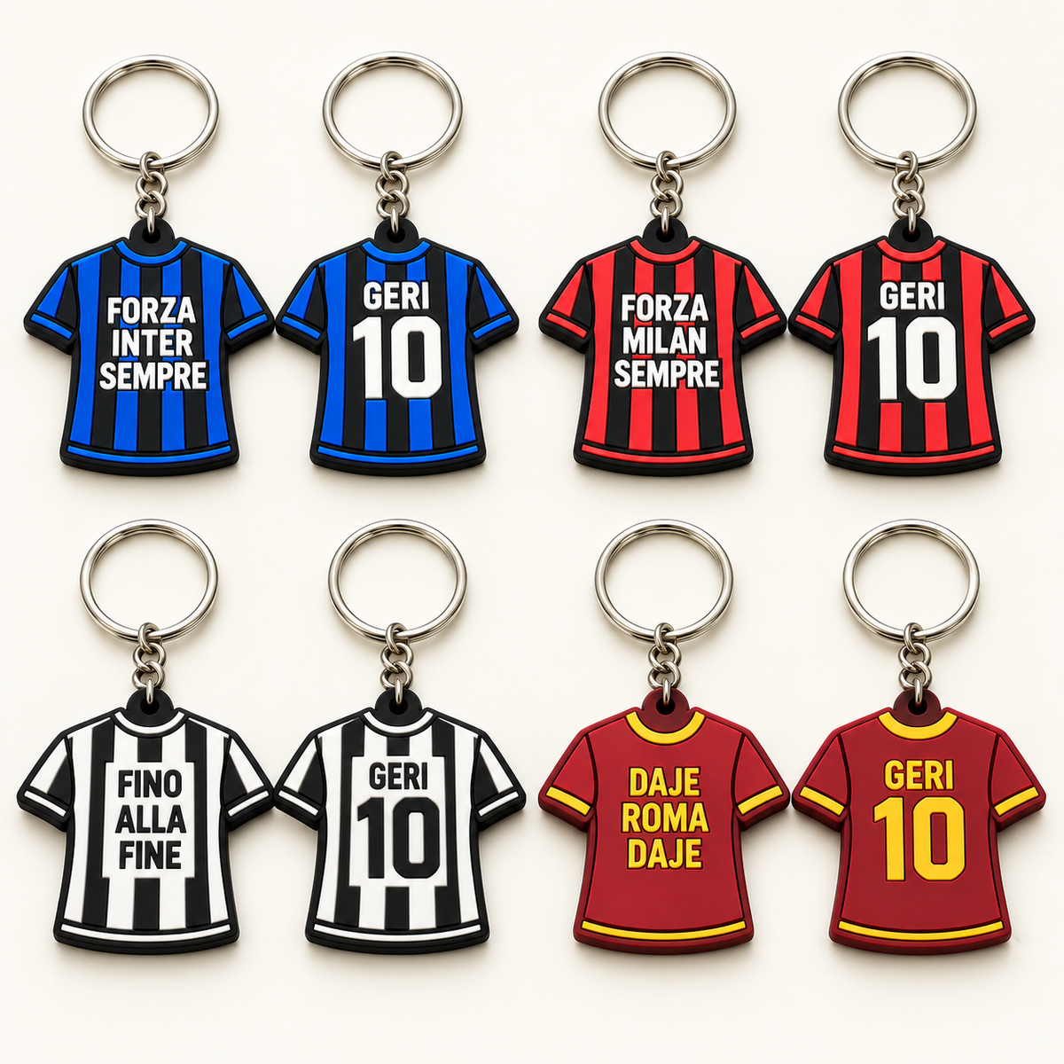 Portachiavi a maglietta personalizzato – Inter, Milan, Juventus e Roma