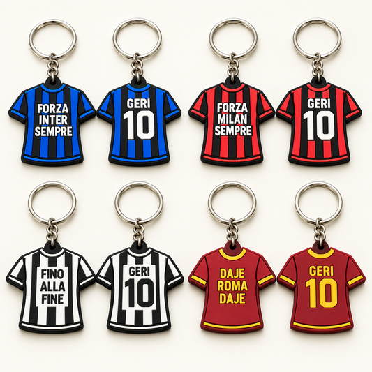 Portachiavi a maglietta personalizzato – Inter, Milan, Juventus e Roma