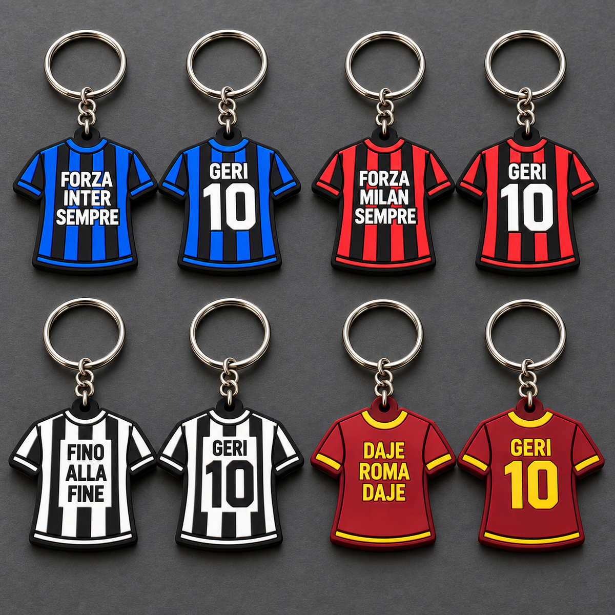 Portachiavi a maglietta personalizzato – Inter, Milan, Juventus e Roma