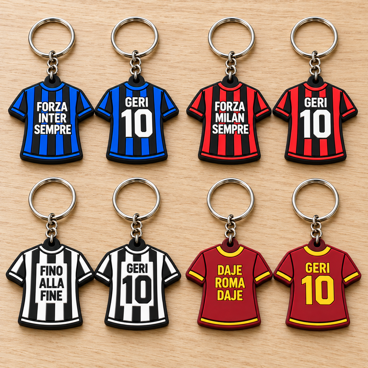 Portachiavi a maglietta personalizzato – Inter, Milan, Juventus e Roma